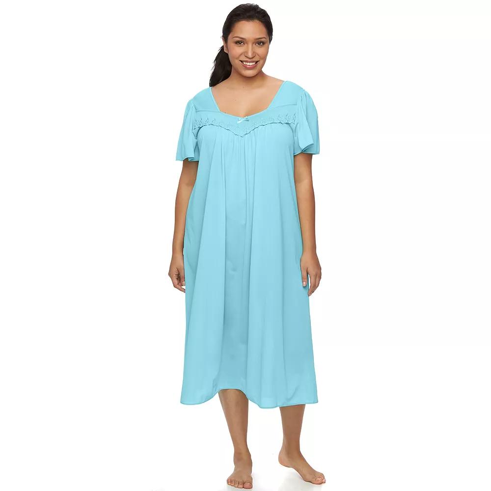 Plus Size Miss Elaine Essentials Long Tricot Nightgown, Womens Product Image