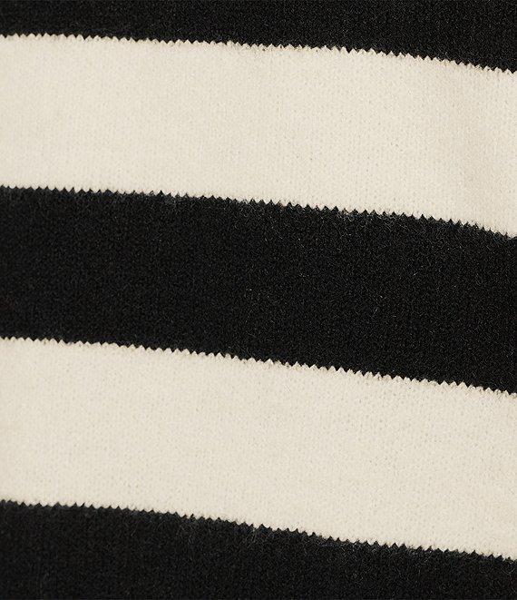 Every Wool Rugby Stripe Pointed White Collar V-Neck Long Sleeve Pullover Product Image