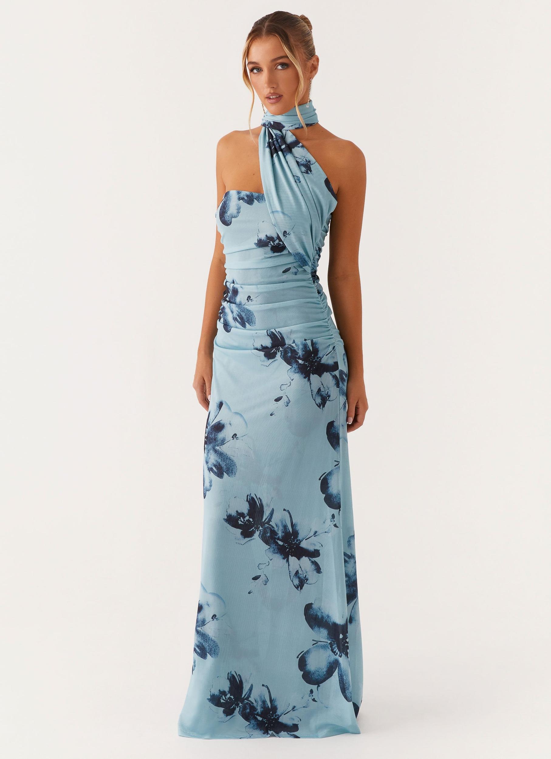 Songbird Maxi Dress - Blue Black Floral Product Image