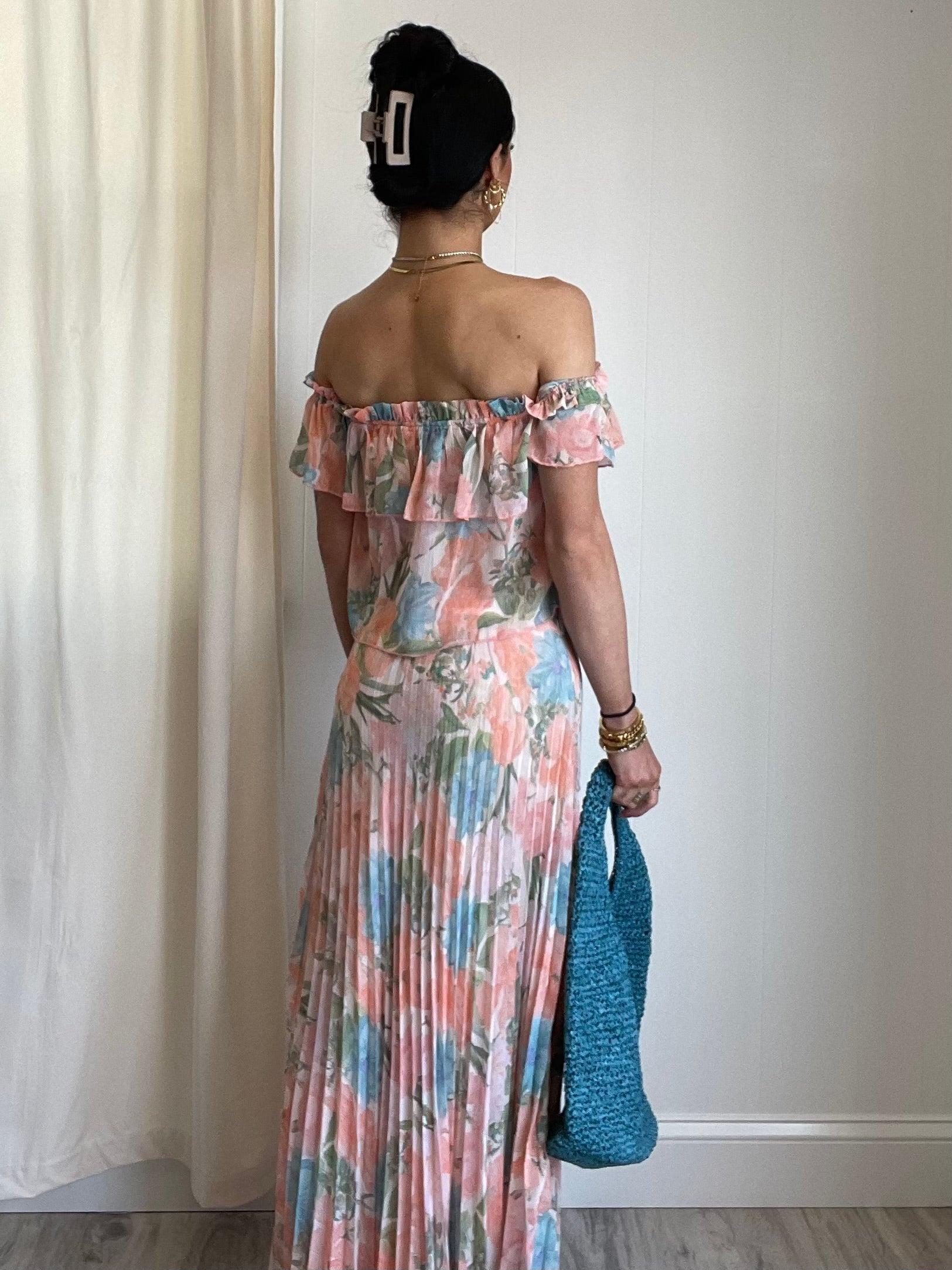 FINAL SALE Kiera Floral Pleated Maxi Skirt Product Image