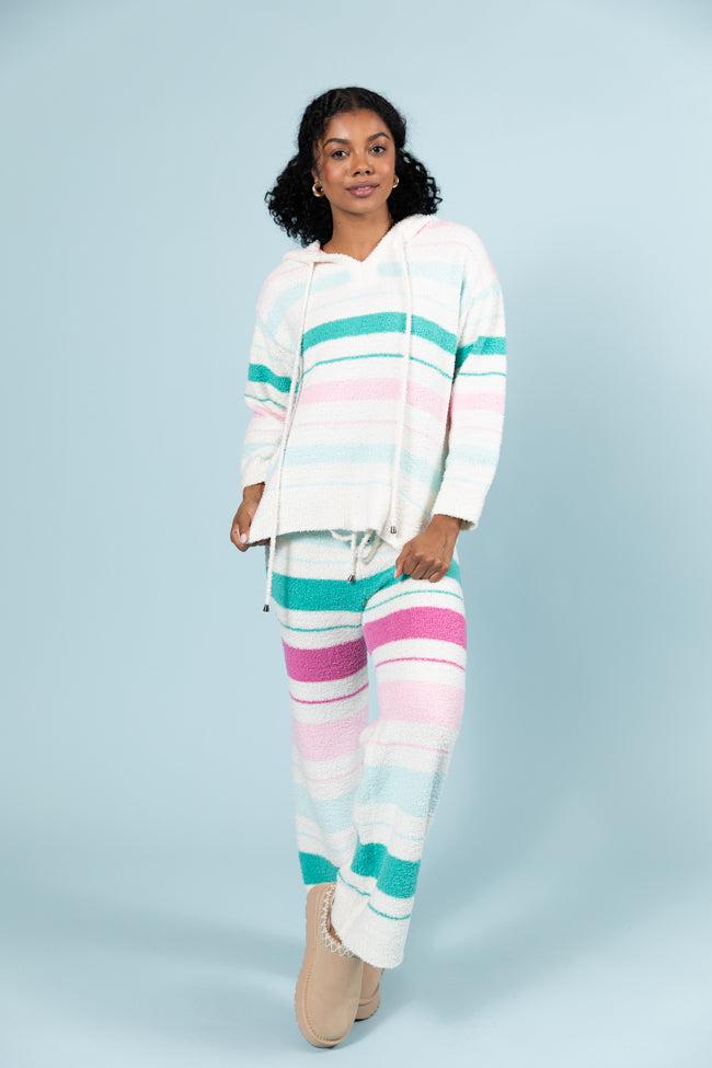 Heart On The Line Multi Striped Fuzzy Lounge Pants FINAL SALE Product Image