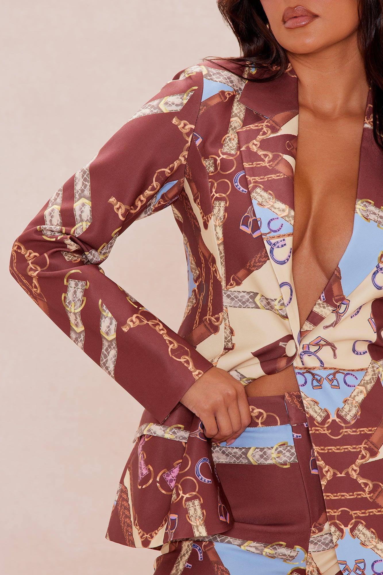 Paula Blazer Pant Suit Set - Brown/combo Female Product Image