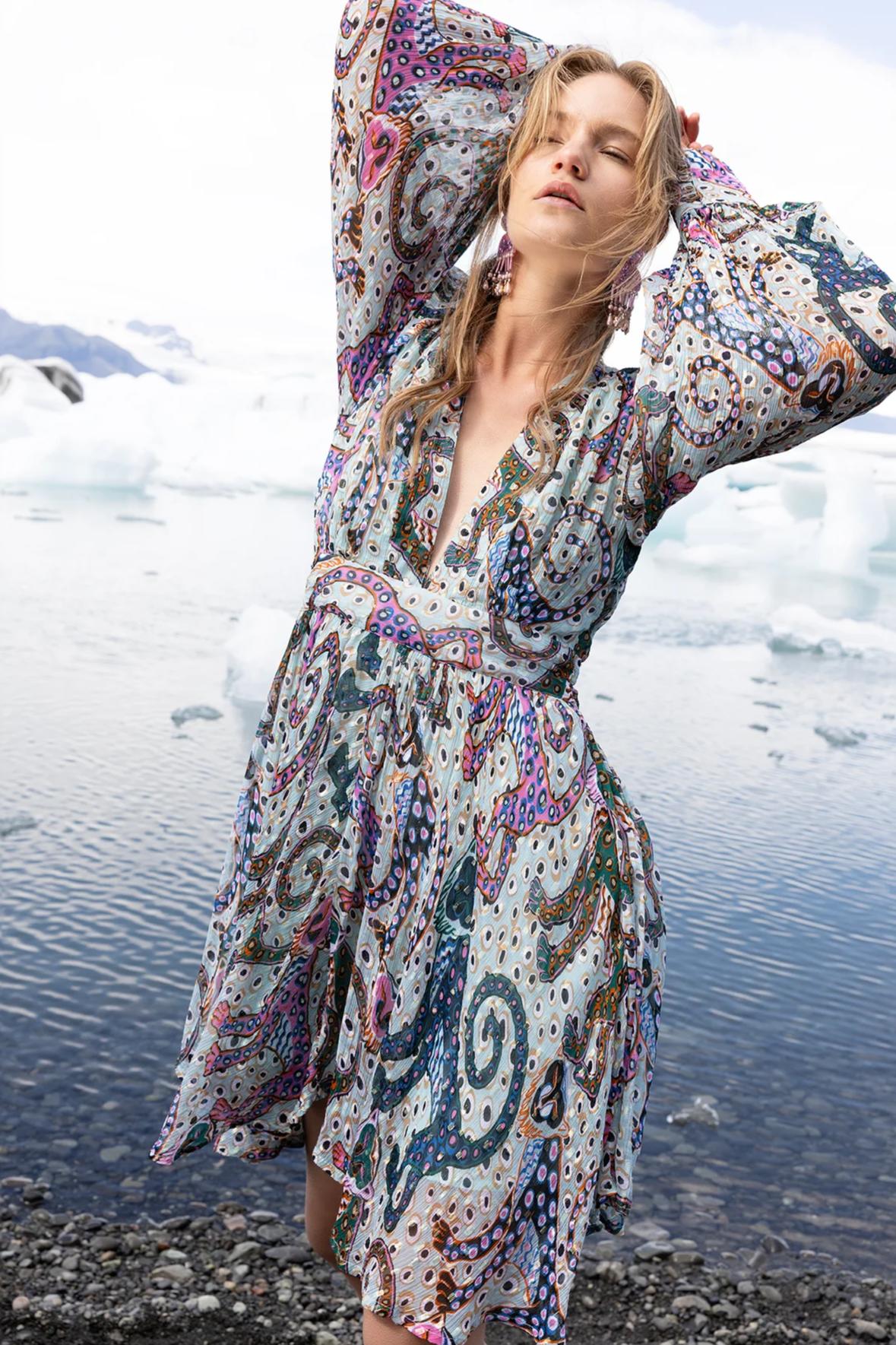 V-neck mini dress Product Image