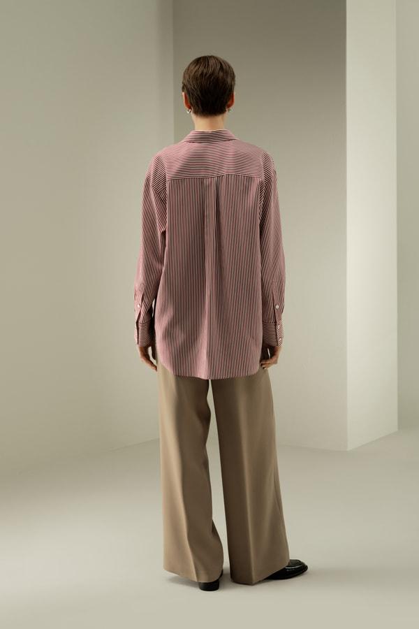 Ancora Red Oversized Striped Shirt Product Image