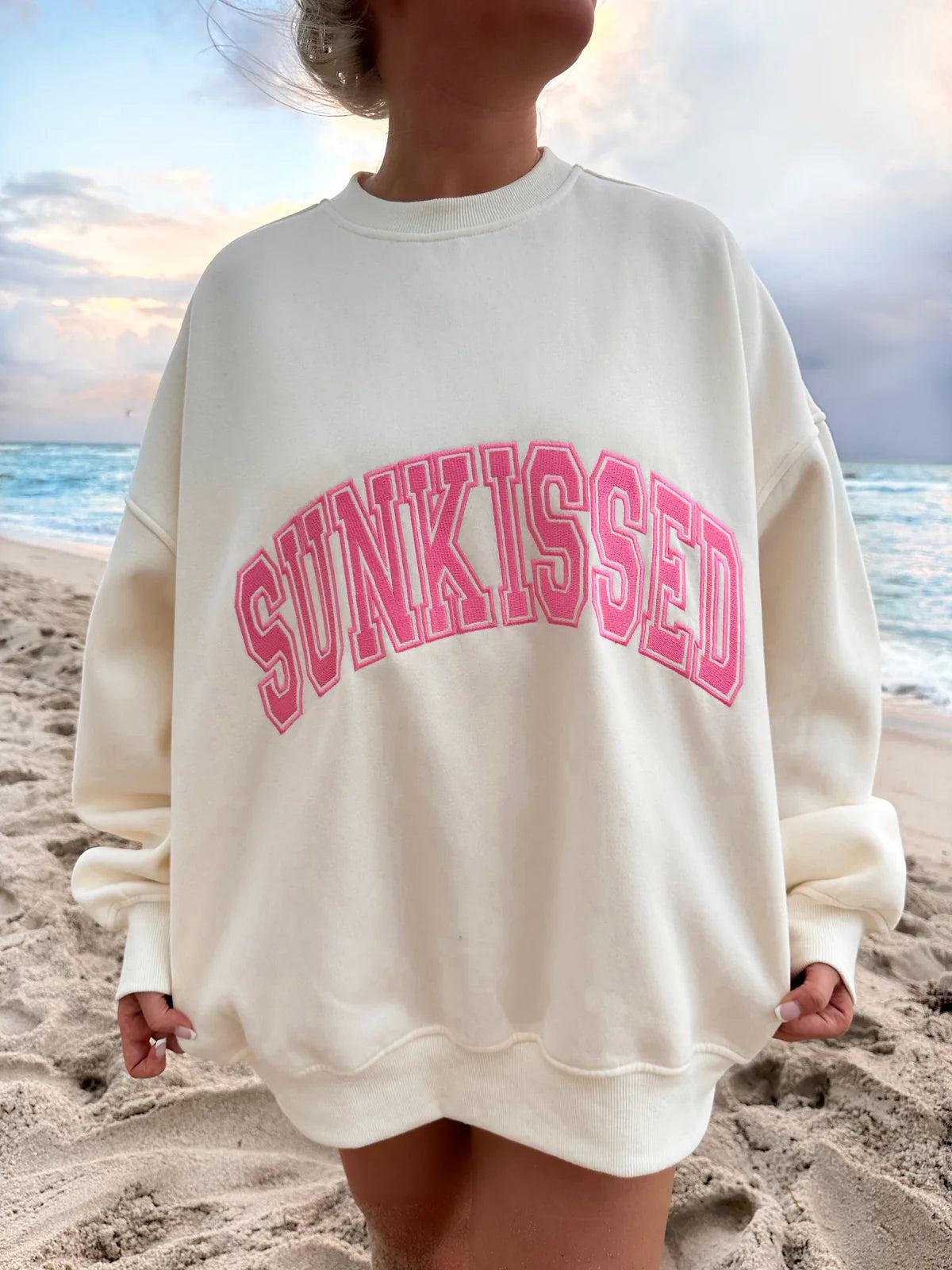 Sunkissed Collegiate Embroider Oversized Crewneck Sweatshirt Product Image