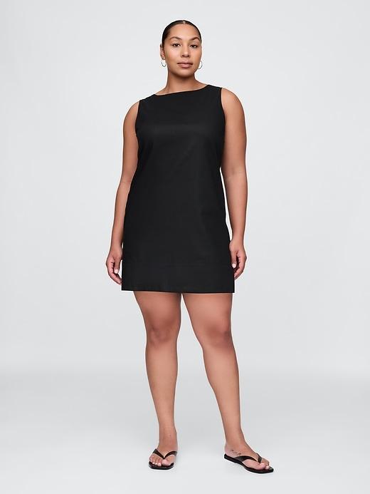 Linen-Blend Mini Shift Dress Product Image