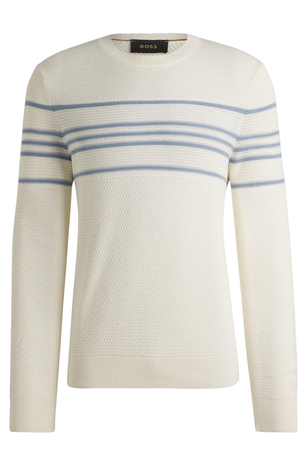 Silk-cotton sweater with knitted stripes Product Image