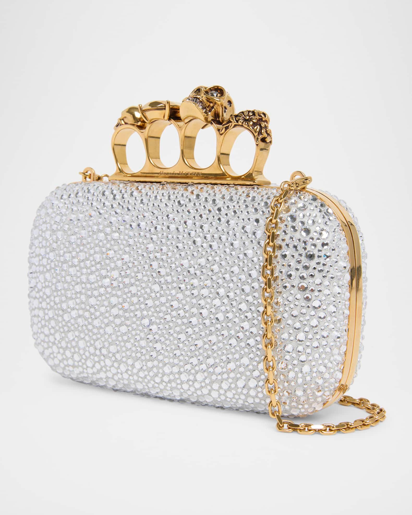 Skull Four Ring Embellished Leather Clutch Bag Product Image