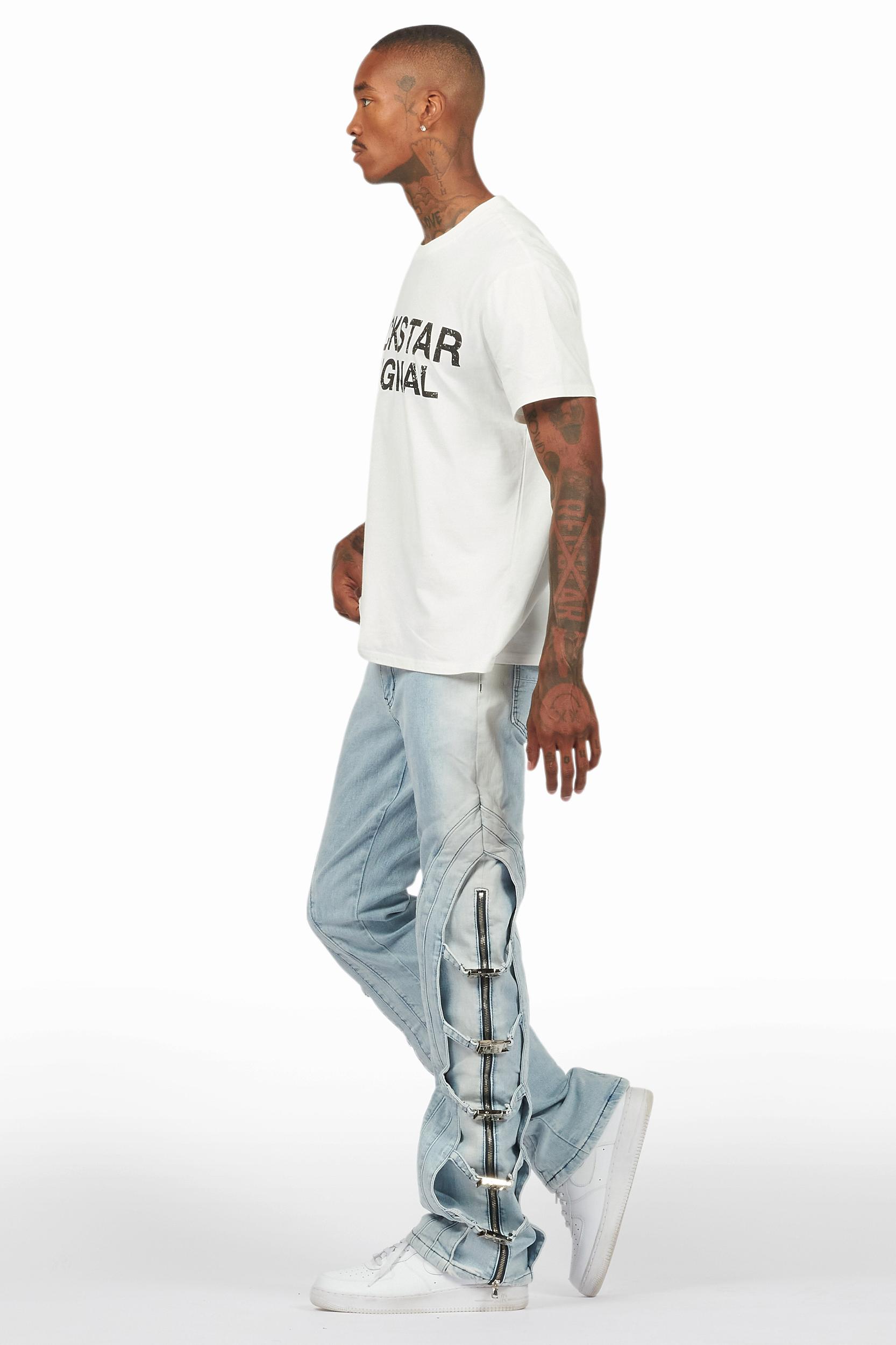 Attila Light Blue Stacked Flare Jean Male Product Image