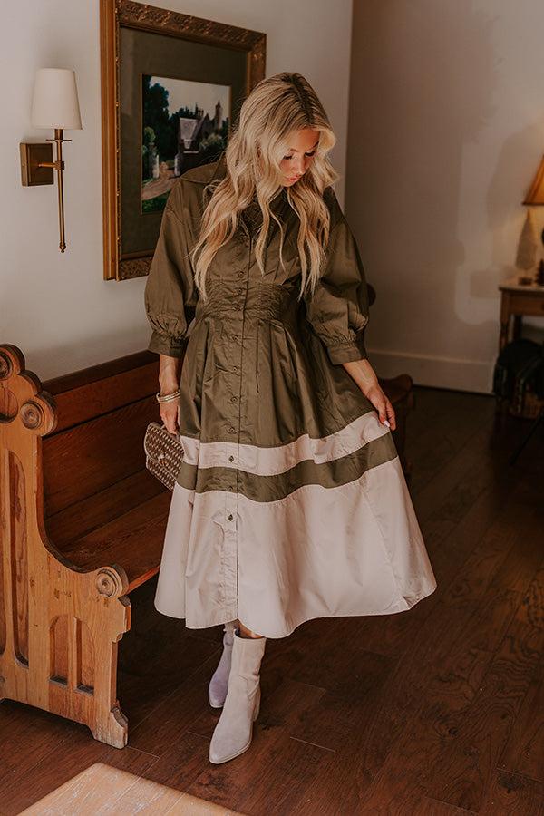 Hopeless Romantic Button Down Midi in Army Green Product Image