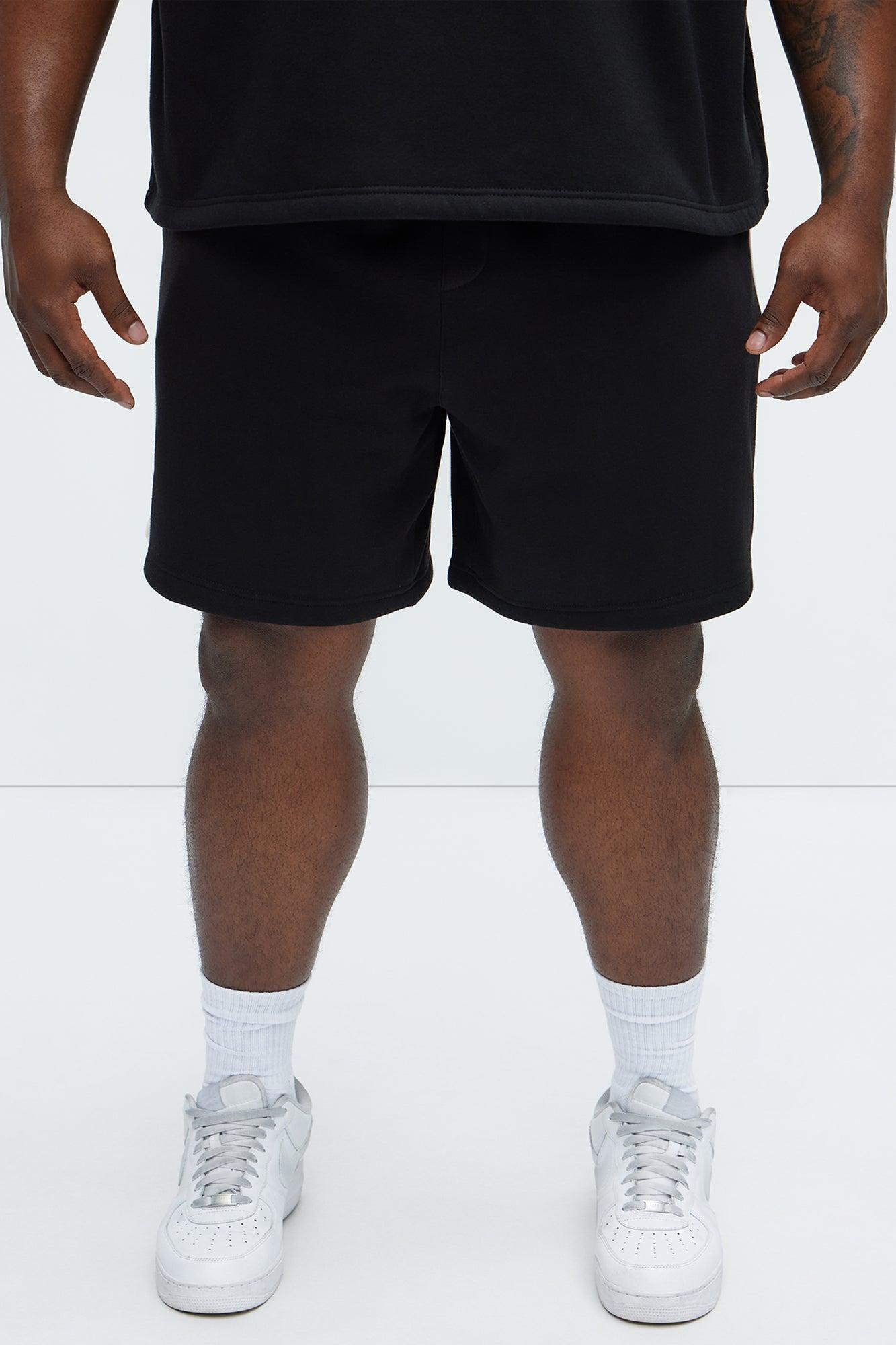 Tyson Oversized Heavyweight Striped Shorts - Black Product Image