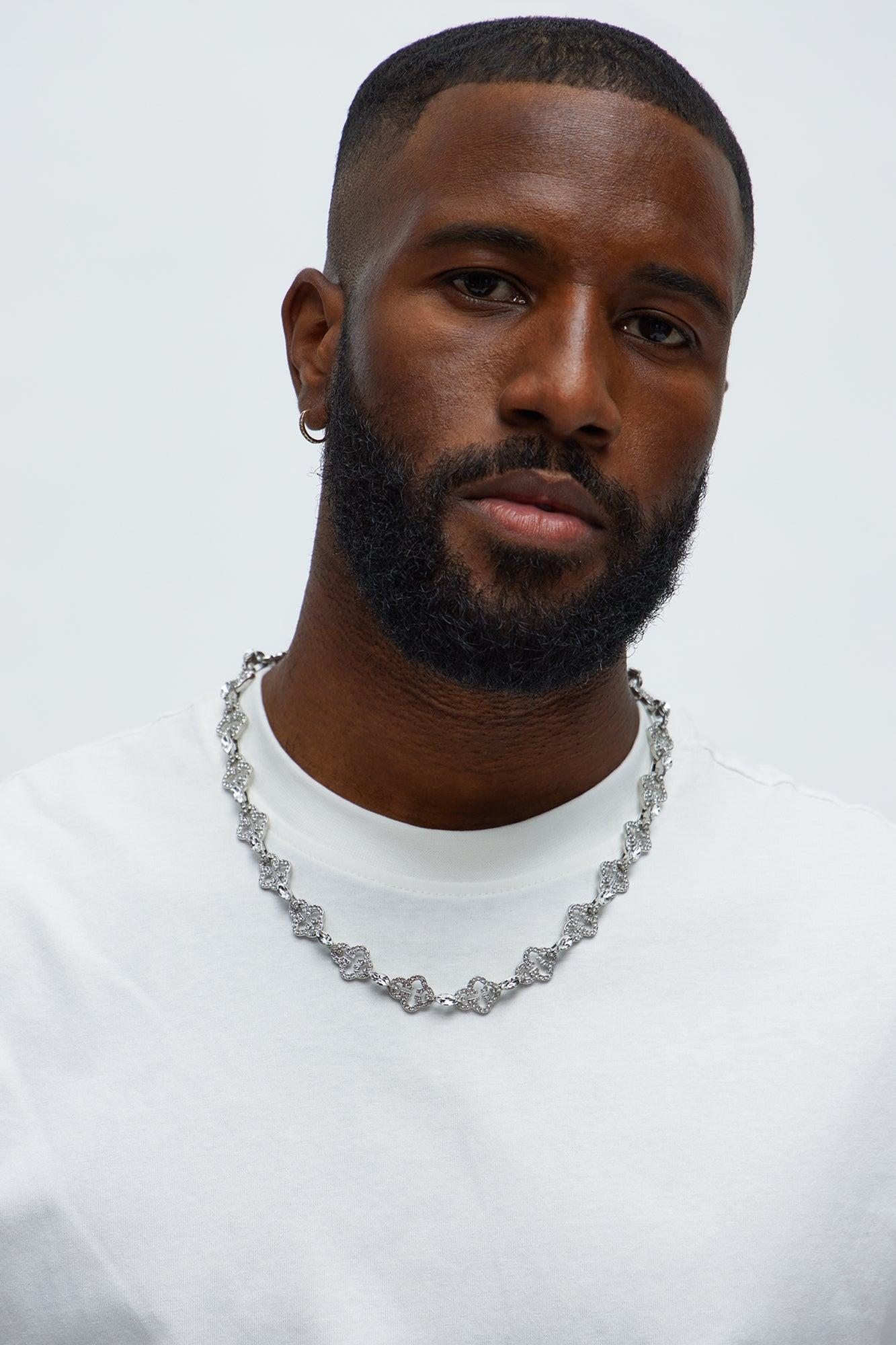 Kings Iced Out Cross Necklace - Silver Male Product Image