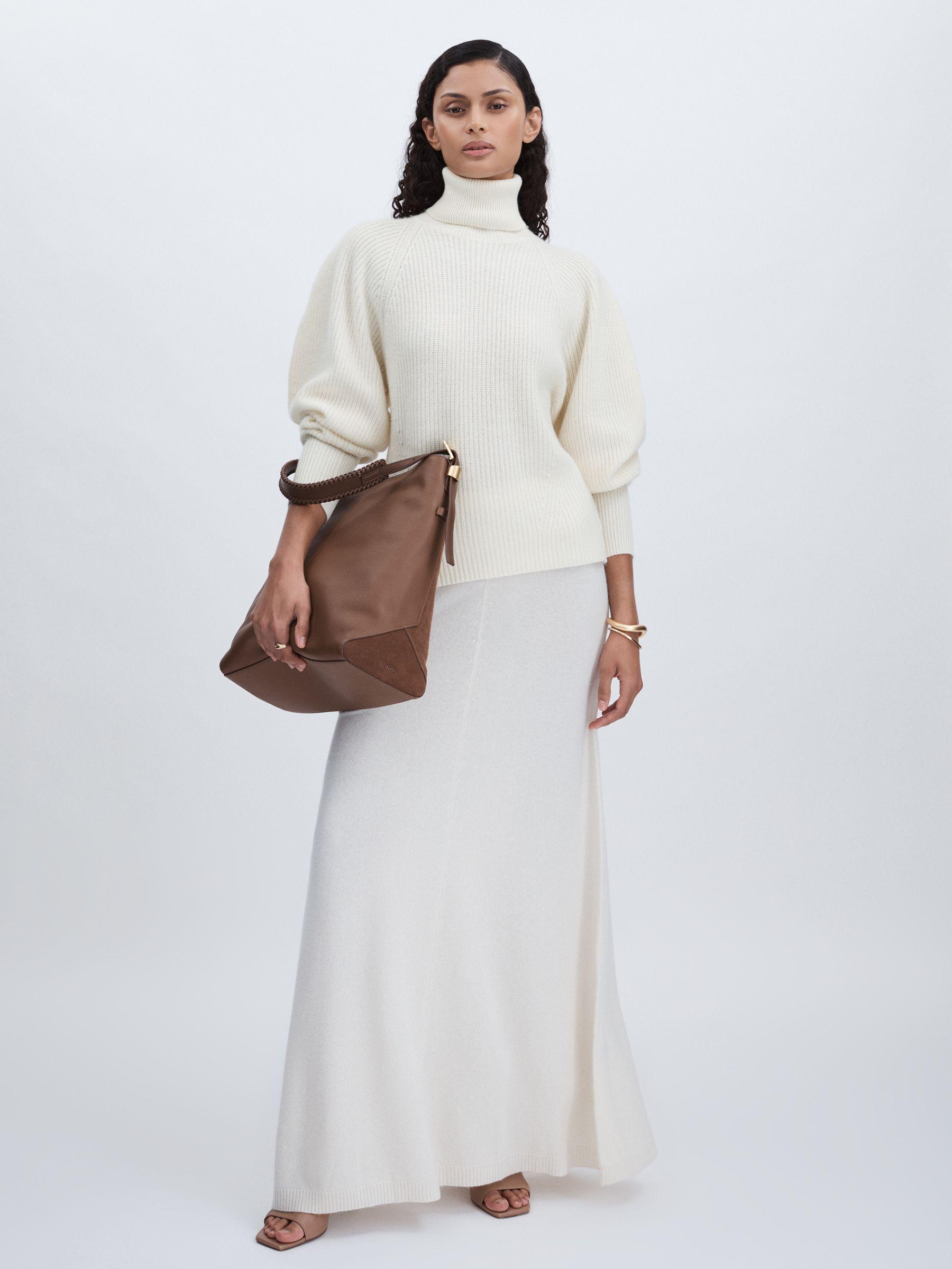 Wool Cashmere Roll Neck Jumper in Cream Product Image