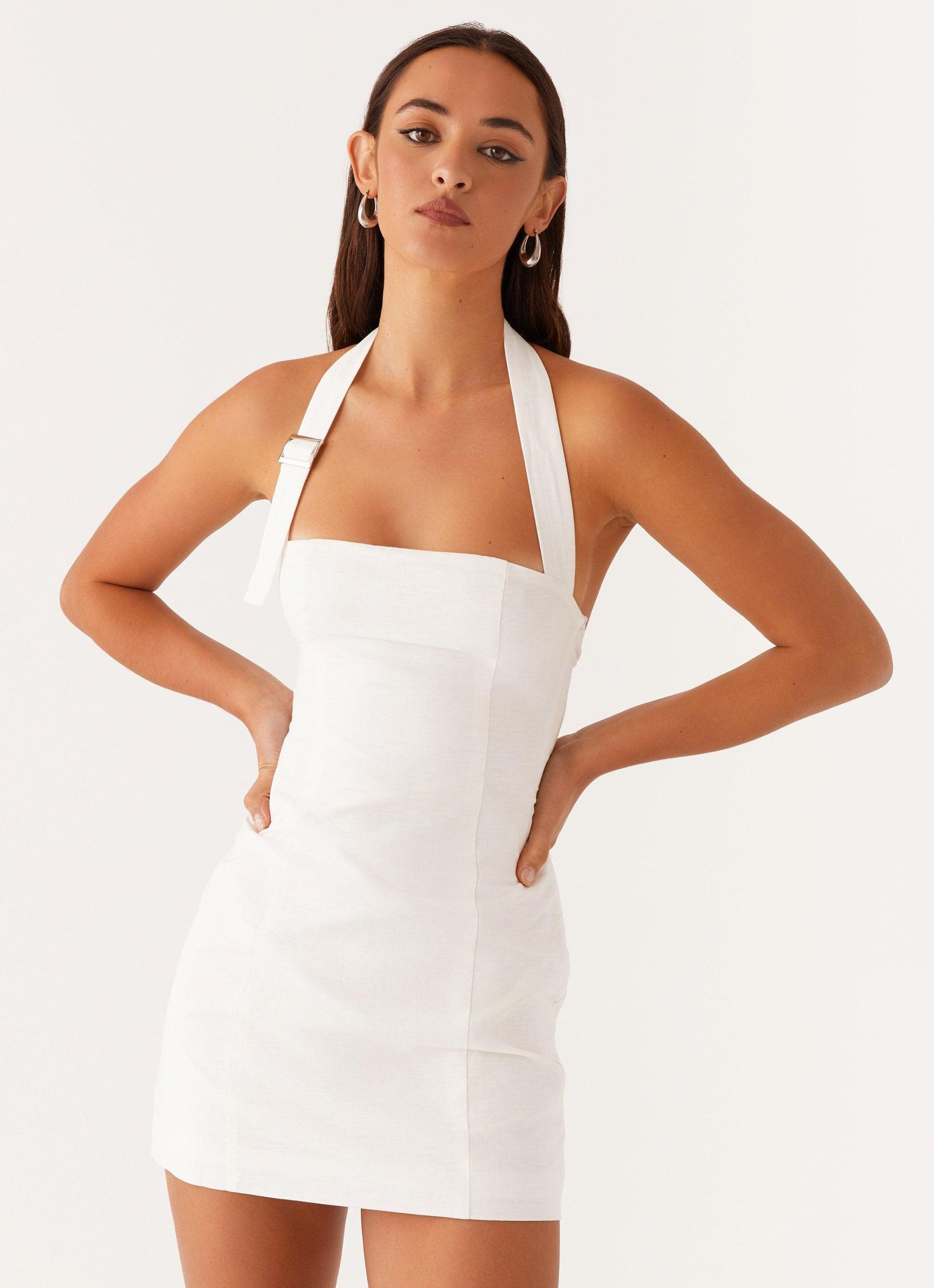 Julianna Linen Mini Dress - White Product Image