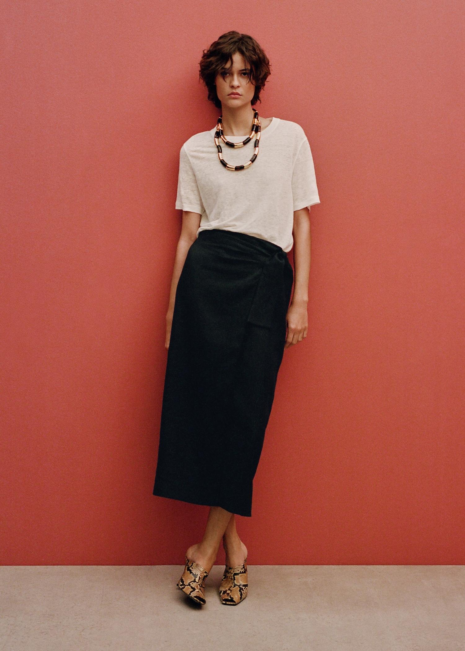 Linen sarong skirt - Women | MANGO USA Product Image