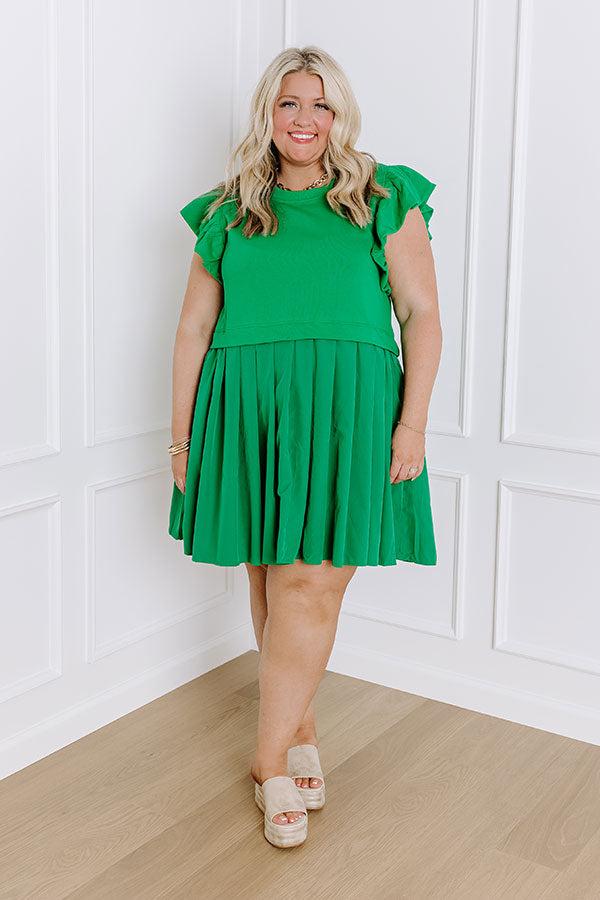 Country Club Meet Up Mini Dress in Green Curves Product Image