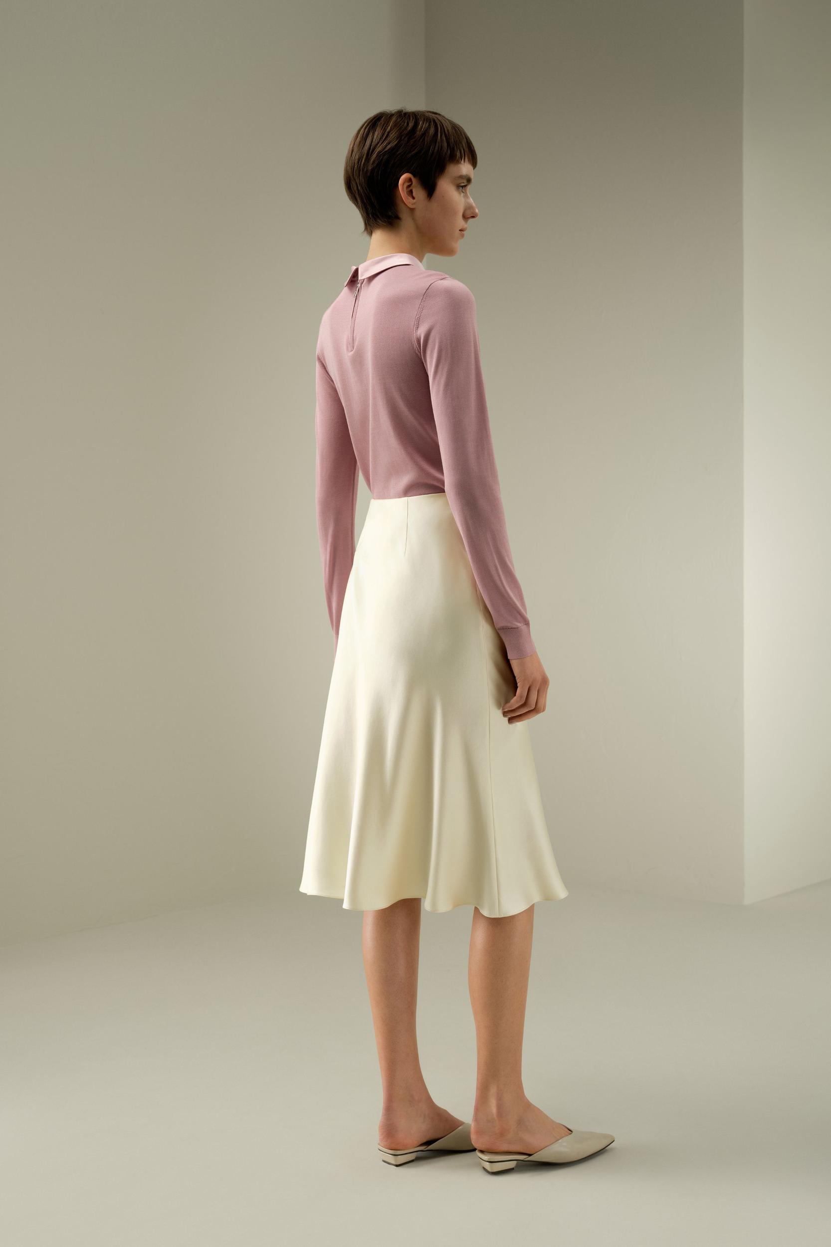 LILYSILK x Elizabeth Ladies Silk Skirt White - Womens - 100% OEKO Silk - Stylish Minimalist Design Bottoms 16 Product Image