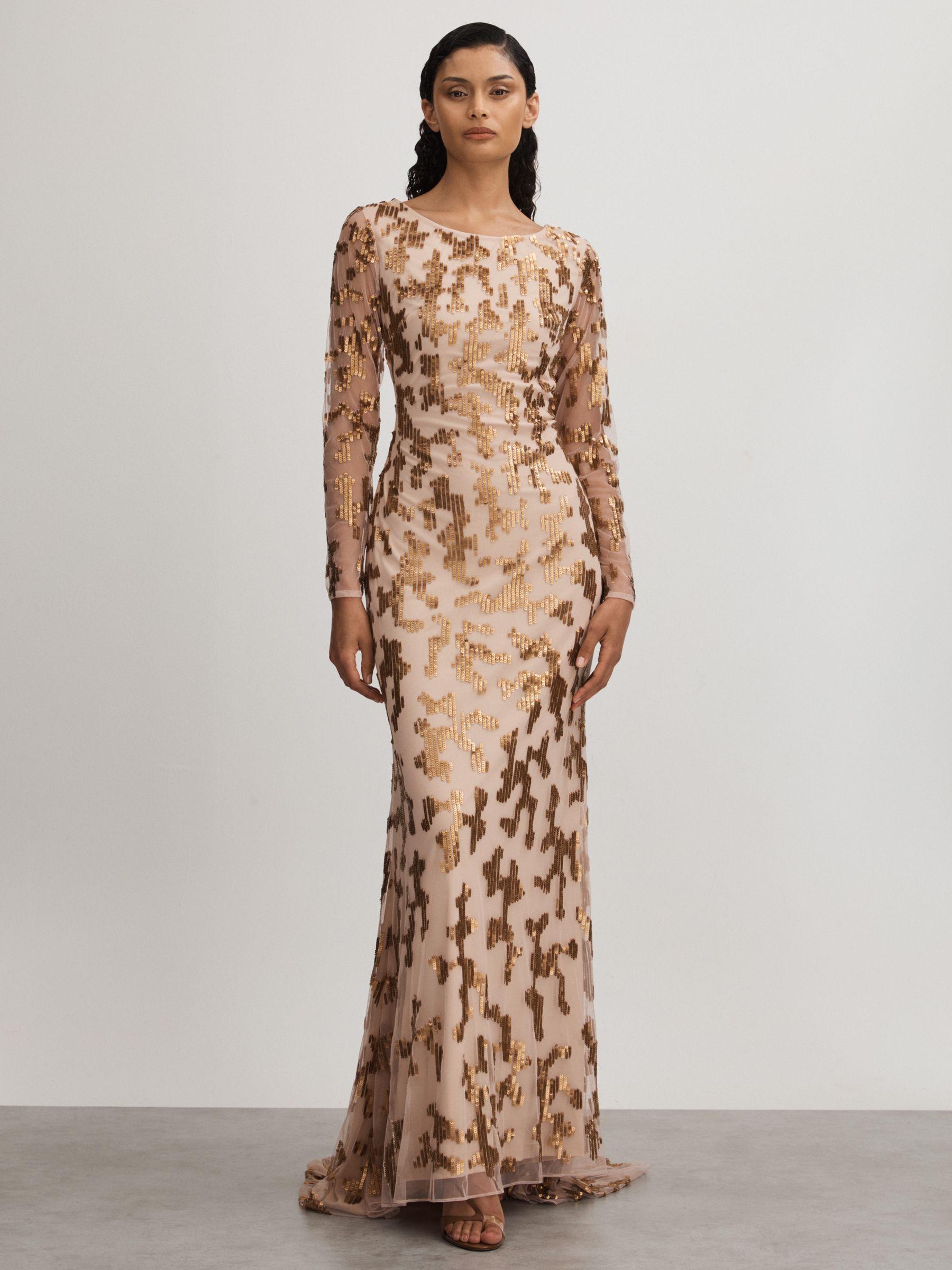 Beverly Nude Raishma Nude Embellished Asymmetric Maxi Dress Product Image
