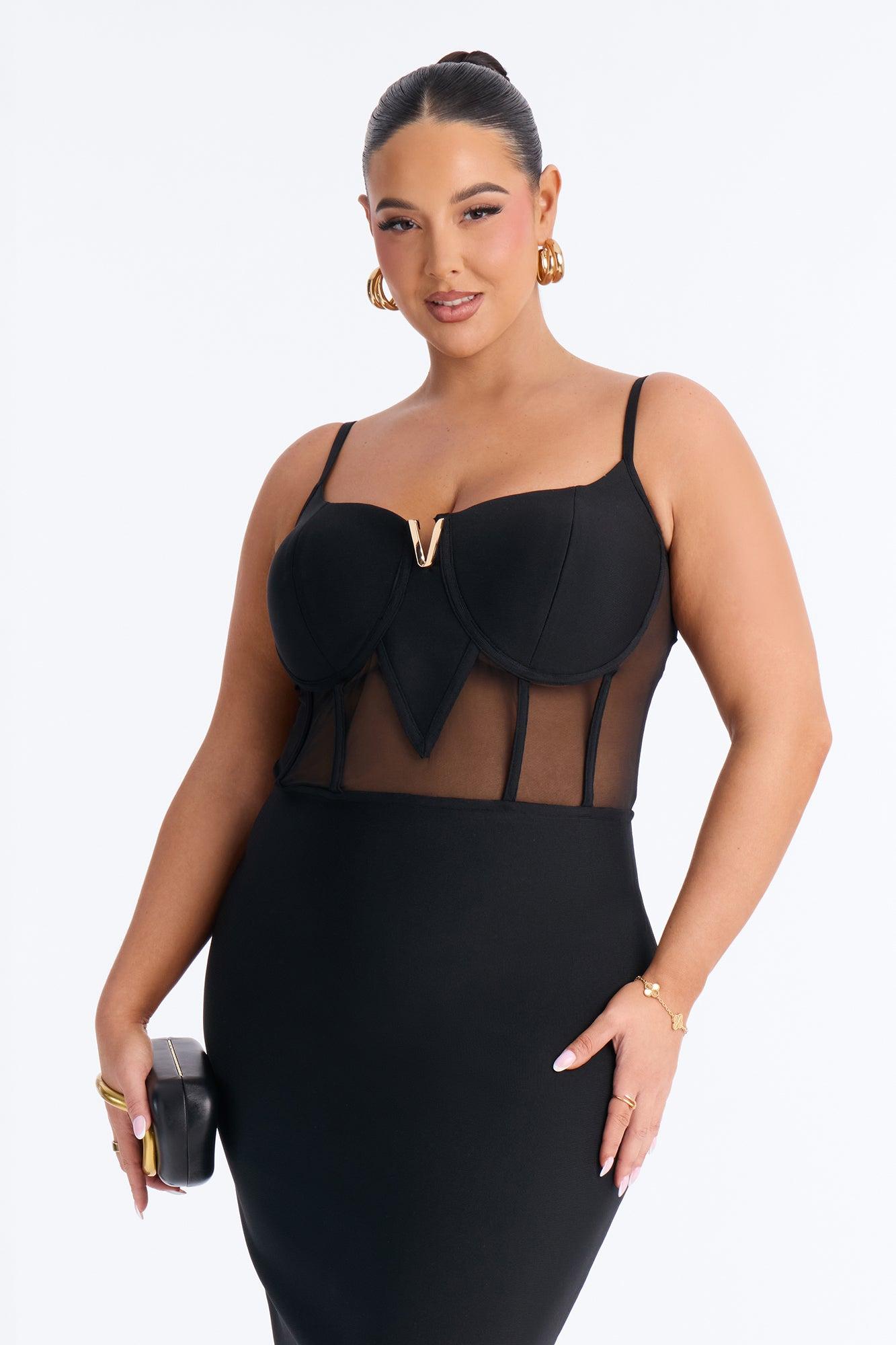 Haisley Corset Bandage Midi Dress - Black Female Product Image