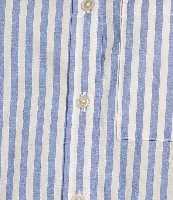 L.L.Bean Essential Cotton Poplin Stripe Print Collar Neckline Long Sleeve Shirt Product Image