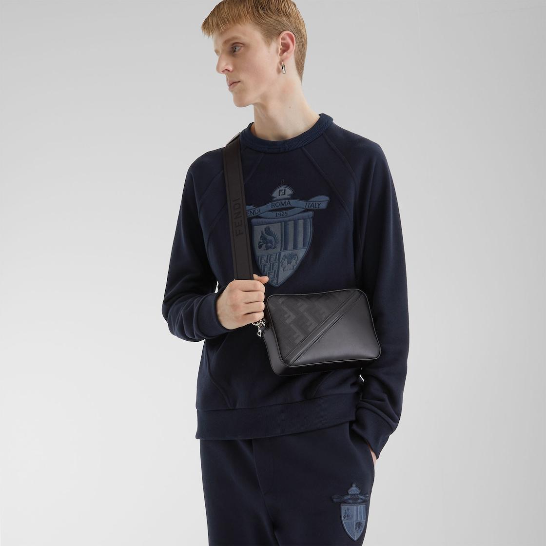 Fendi Diagonal Camera CaseBlack leather bag Product Image