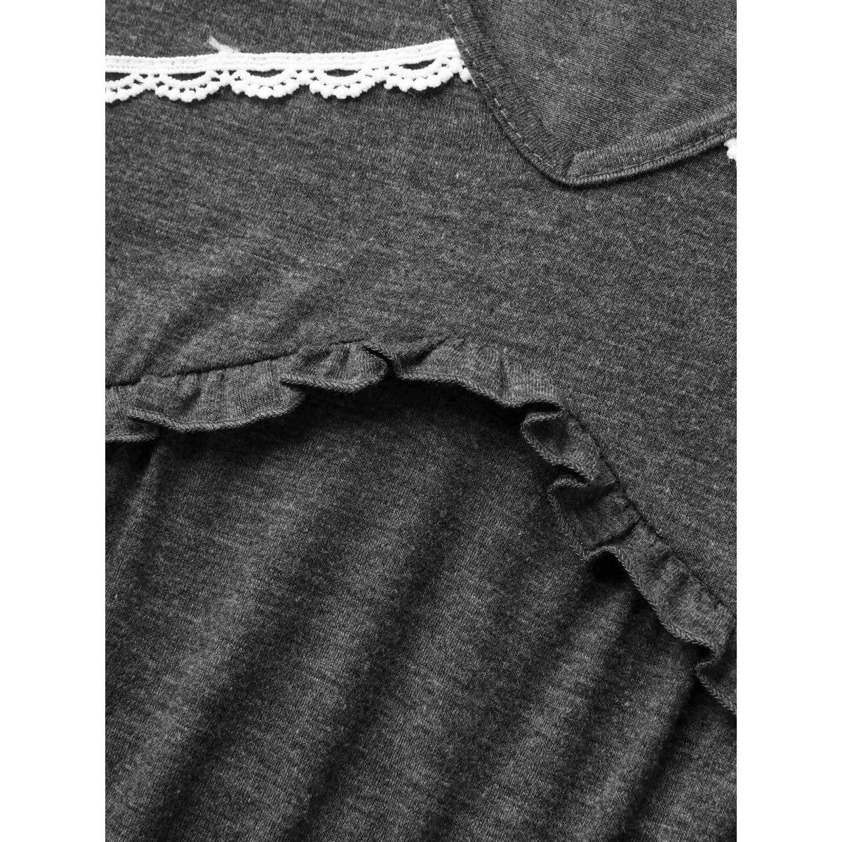 Plus Size Lace Trim V-Neck Tank Top Women DimGray Leisure Wraparound straps V-neck Casual Tank Tops Camis BloomChic 28/5X Product Image