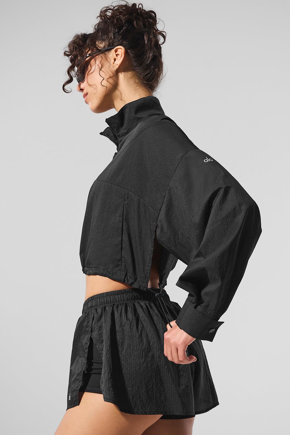 Cropped 1/4 Zip Aerial Pullover - Black Female Product Image