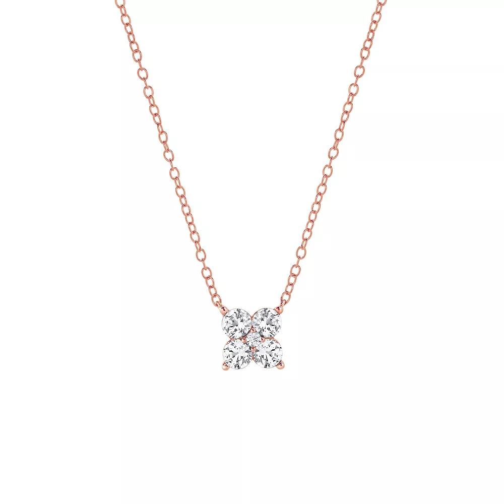 Gemstone Brilliance Lab-Created White Sapphire Cluster Pendant Necklace, Women's, Size: 18", Pink Tone Product Image