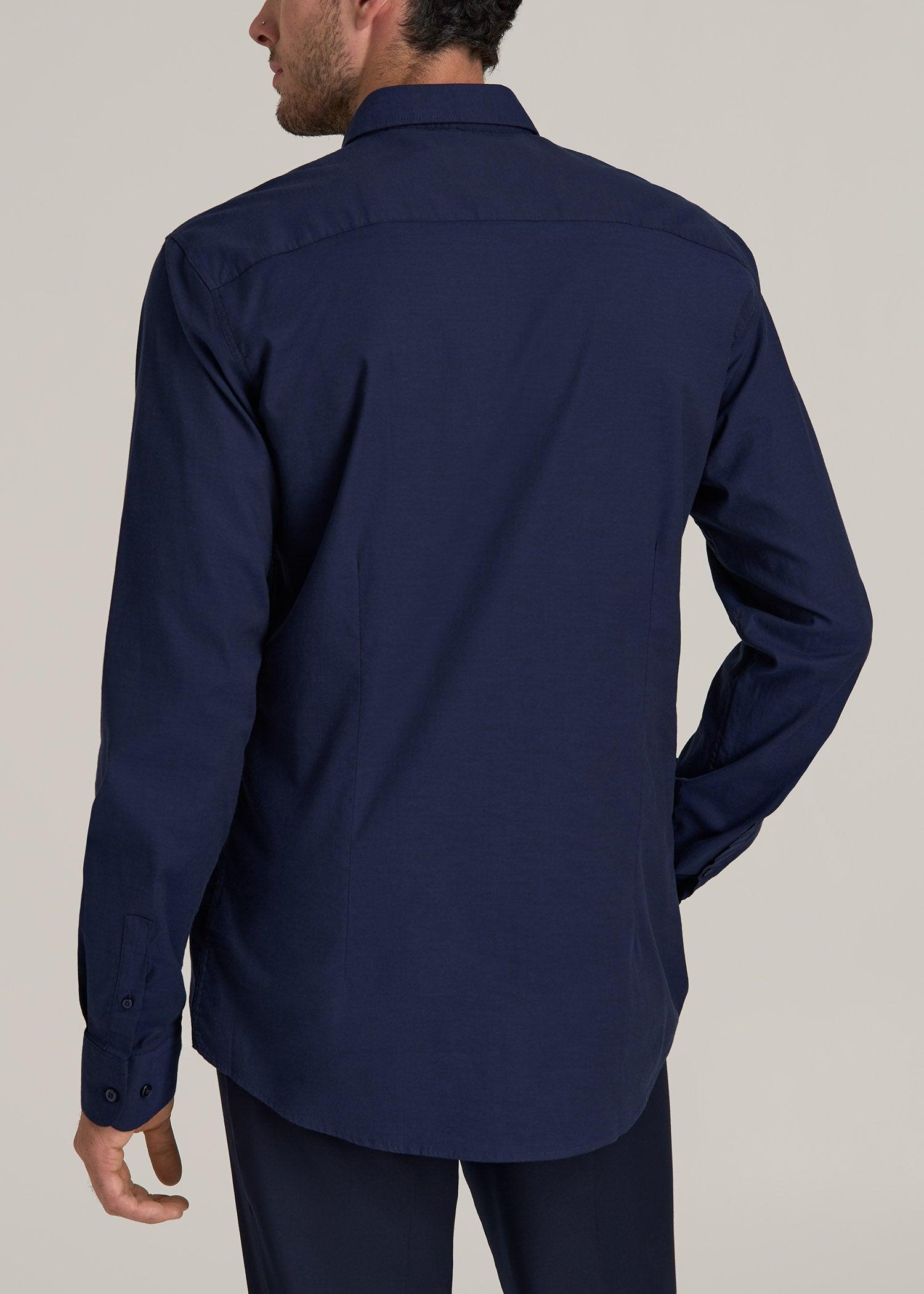 Oskar Button-Up Dress Shirt for Tall Men in Deep Blue Mix Male Product Image