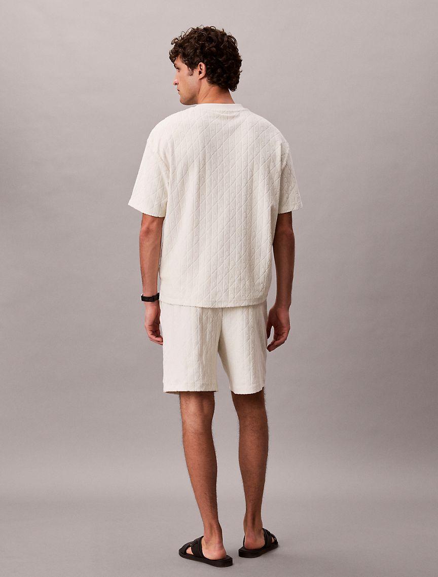 Terry Allover Embossed Emblem Logo Relaxed T-Shirt Product Image
