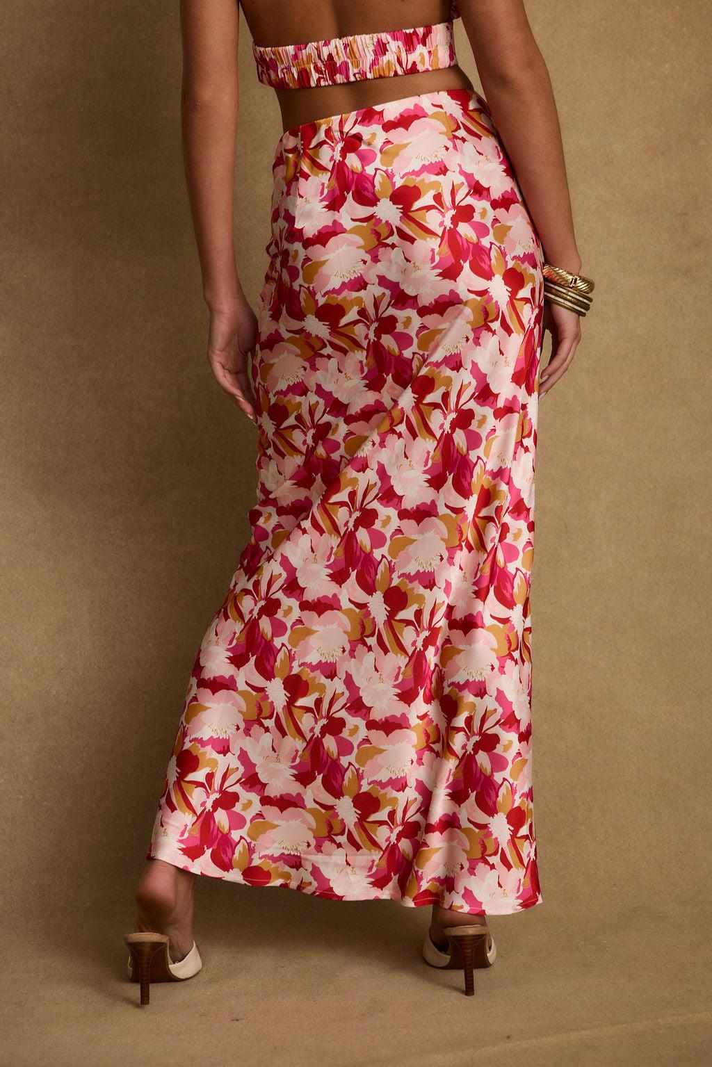 Joelle Pink Floral Maxi Skirt Product Image