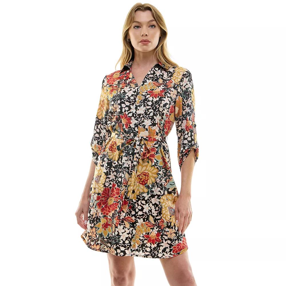 Women's Luxology Johnny Collar Satin Button Front Dress,  Product Image