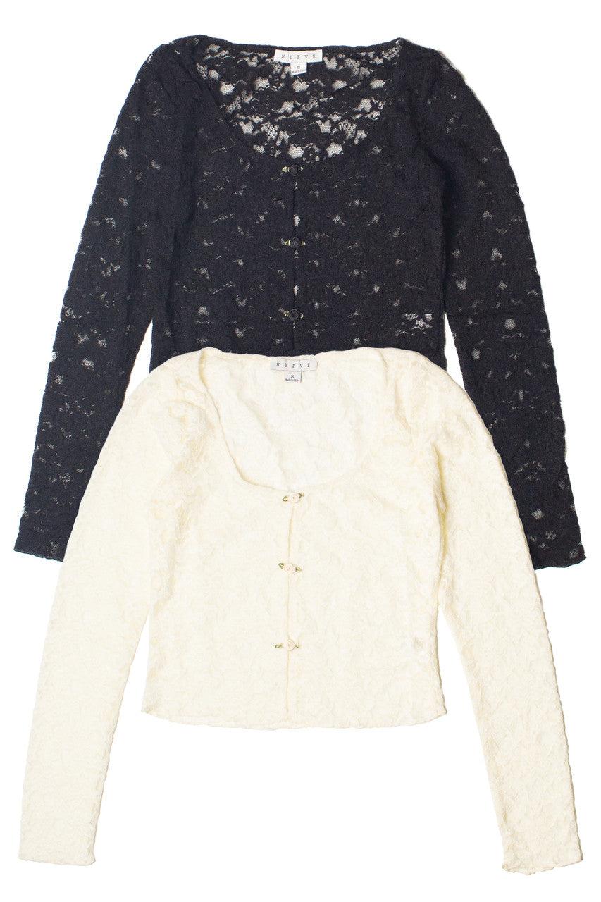 Rose Bud Lace Long Sleeve Top Product Image