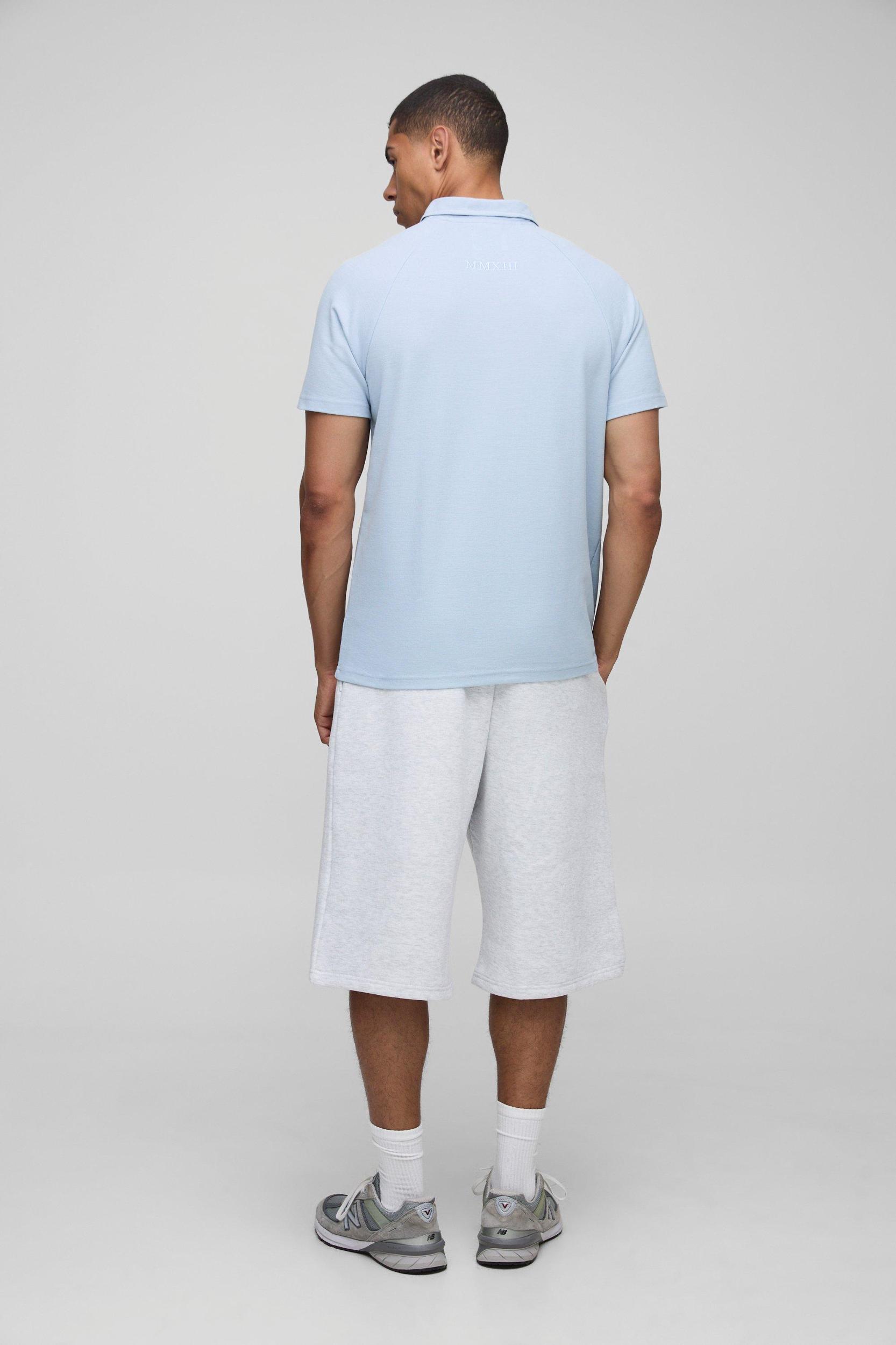 Regular Fit Homme Raglan Embroidered Pique Polo | boohooMAN USA Product Image