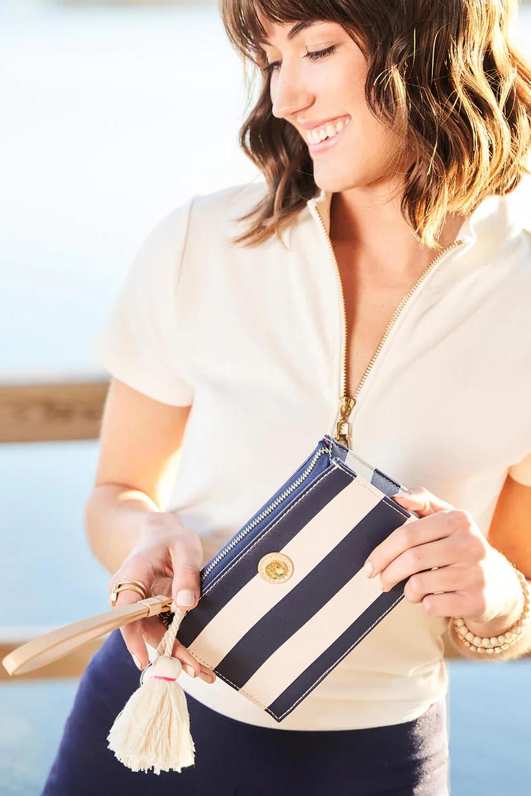 Emmy Wristlet-Navy Stripe Product Image