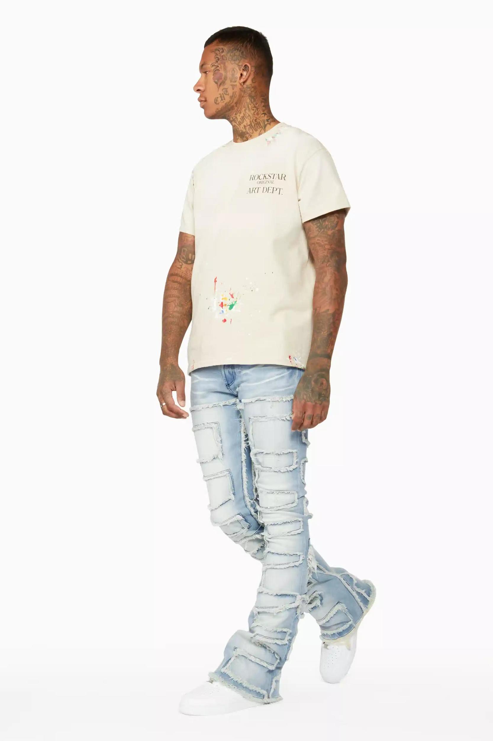 Shake Light Blue Stacked Flare Jean Male Product Image