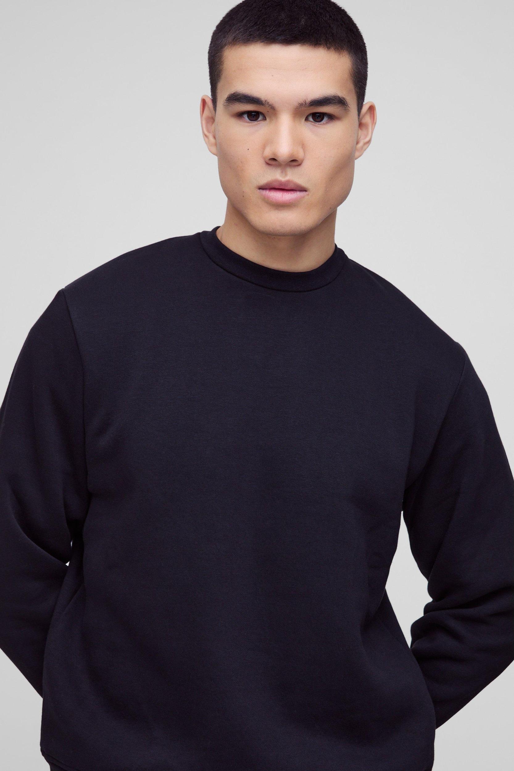 330GSM Basic Regular Fit Crew Neck Sweatshirt | boohooMAN USA Product Image
