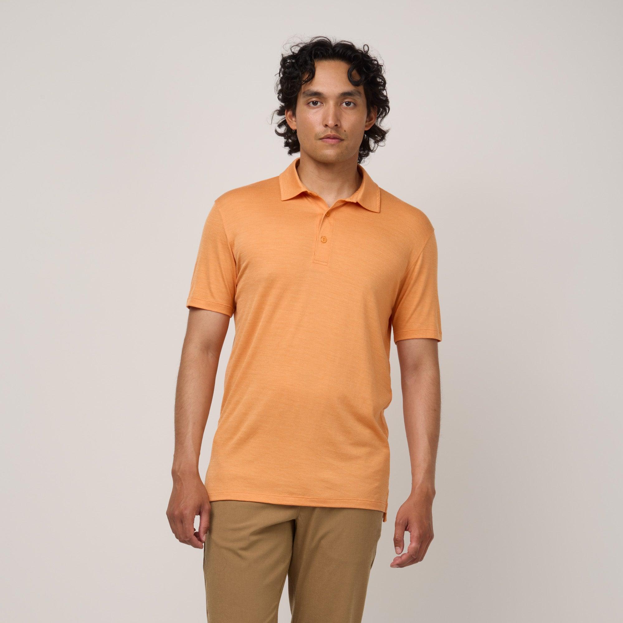 Merino Wool Polo | Orange Horizon Product Image