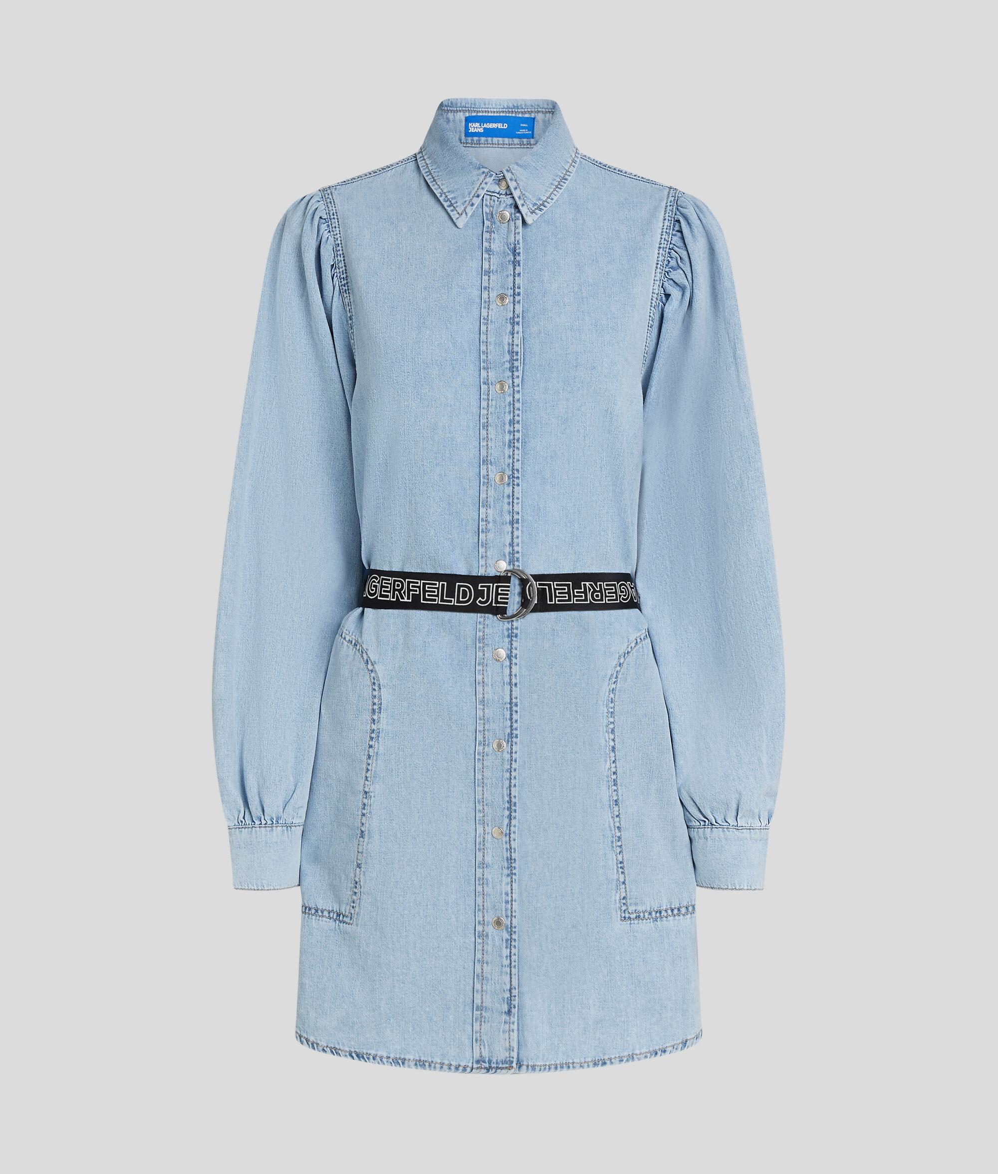 PUFF-SLEEVED DENIM SHIRT DRESS Product Image