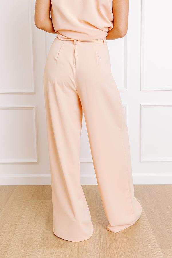 Courtyard Charm High Waist Wide Leg Pants in Peach Product Image