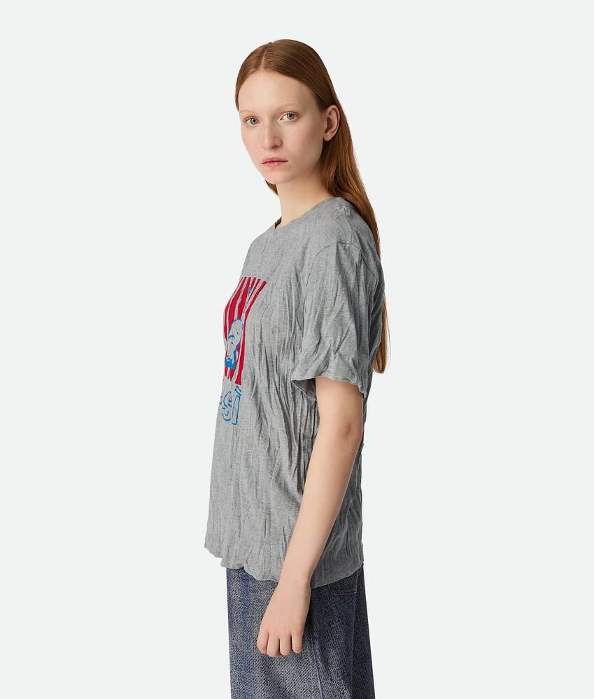 Women's Crushed Cotton Printed Jersey T-Shirt in Light grey melange Product Image