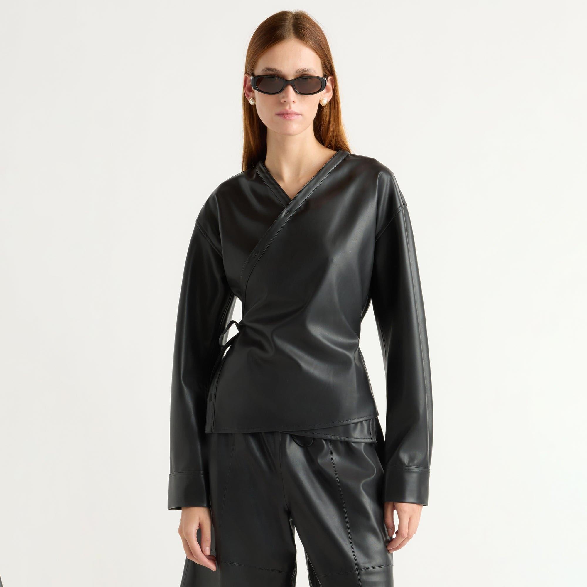 Sarit Vegan Leather Wrap Top Product Image