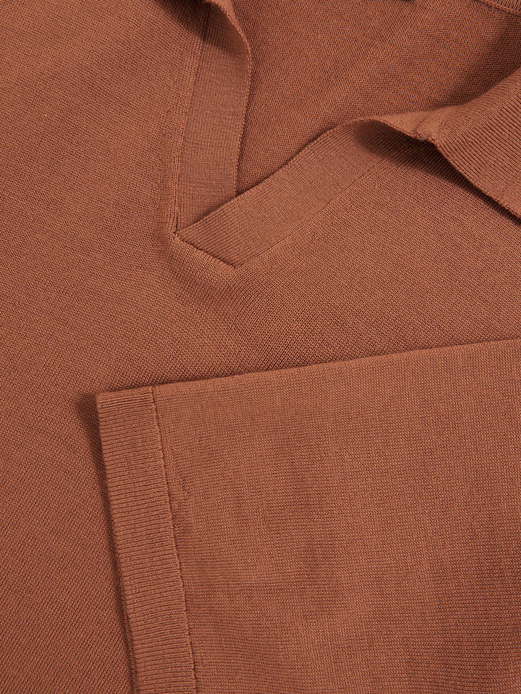 Merino Wool Open-Collar Polo Shirt in Cinnamon Brown Product Image