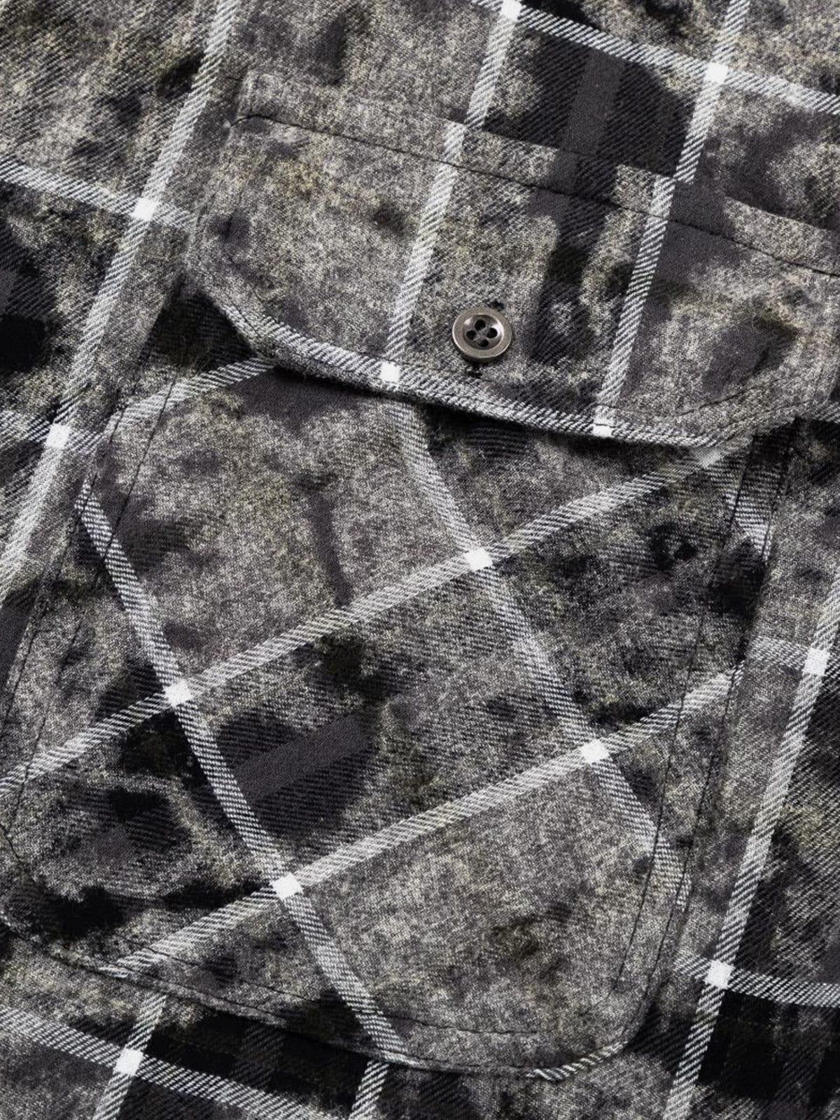 Aelfric Eden Tie dye Plaid Patchwork Short Sleeve Shirt Product Image