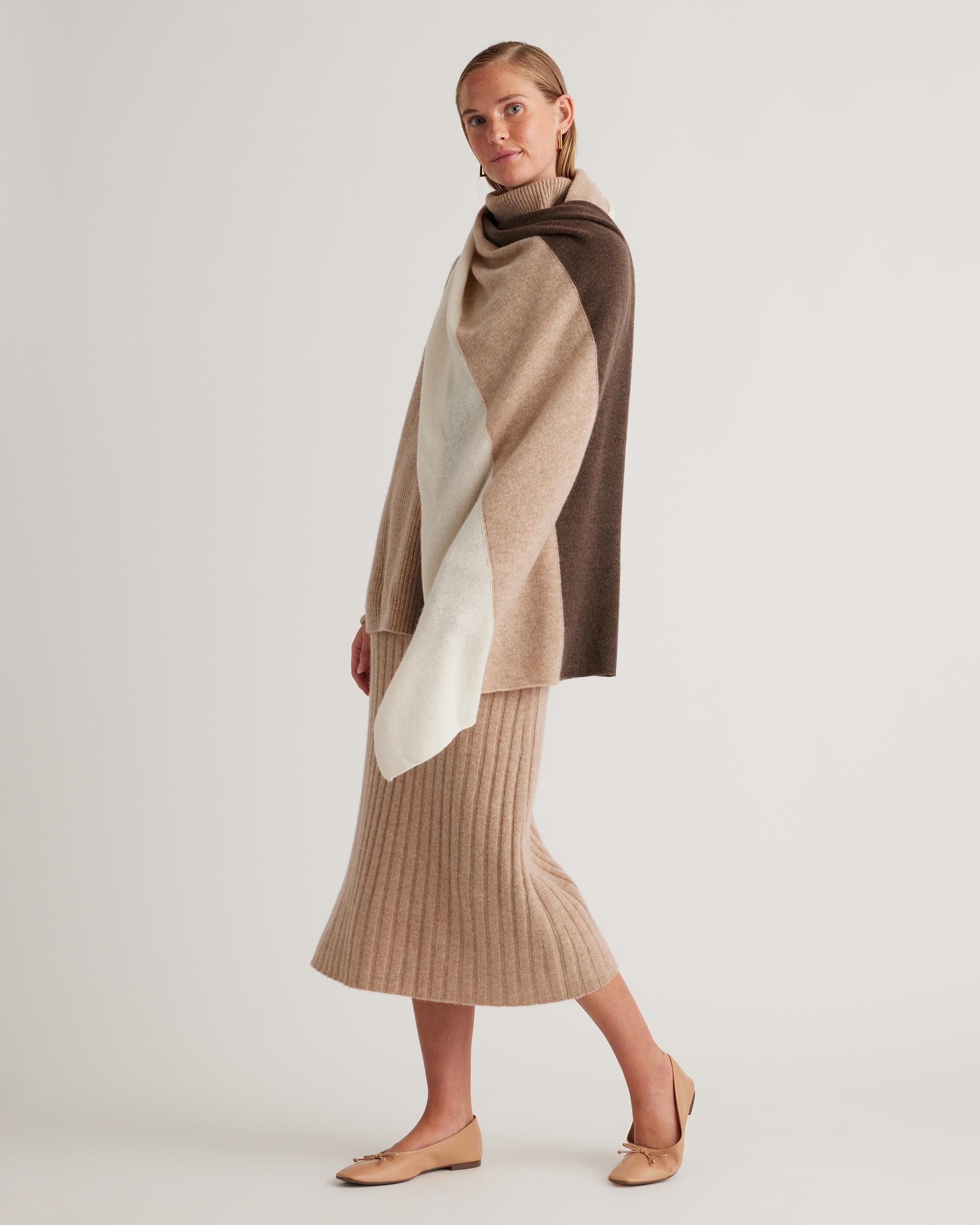 Quince | Women's Mongolian Cashmere Colorblock Wrap Product Image