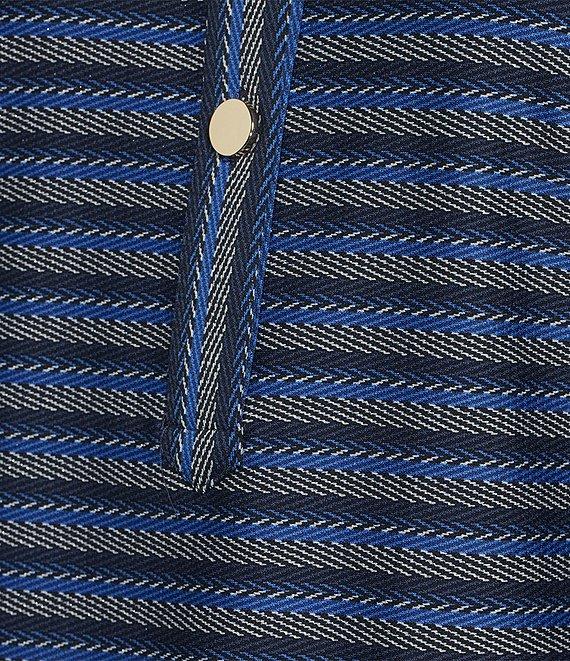 tyler boe Knit Stripe Point Collar 3/4 Sleeve Button Front Dress Product Image