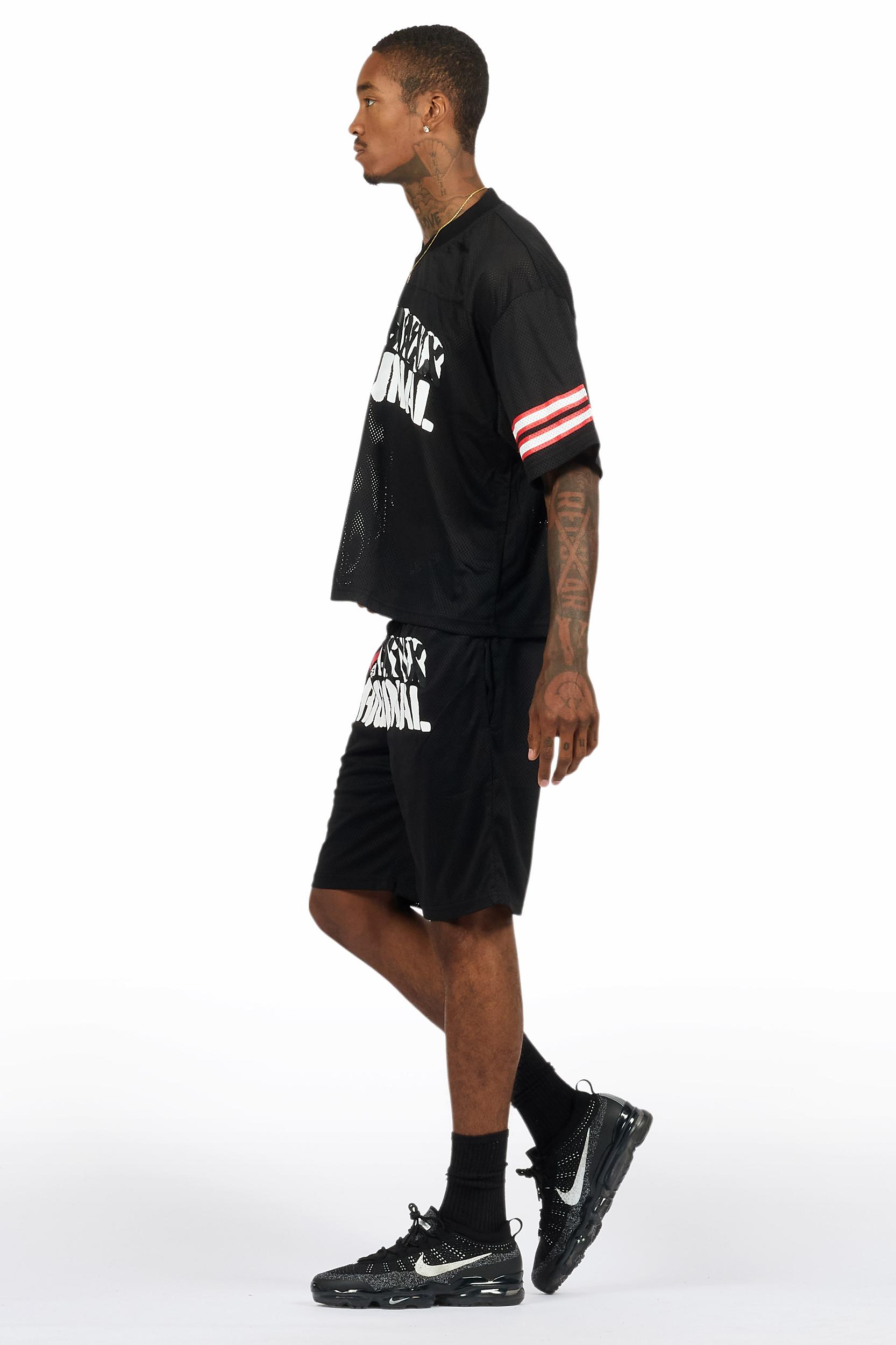 Crown Black Mesh Jersey Short Set Male Product Image