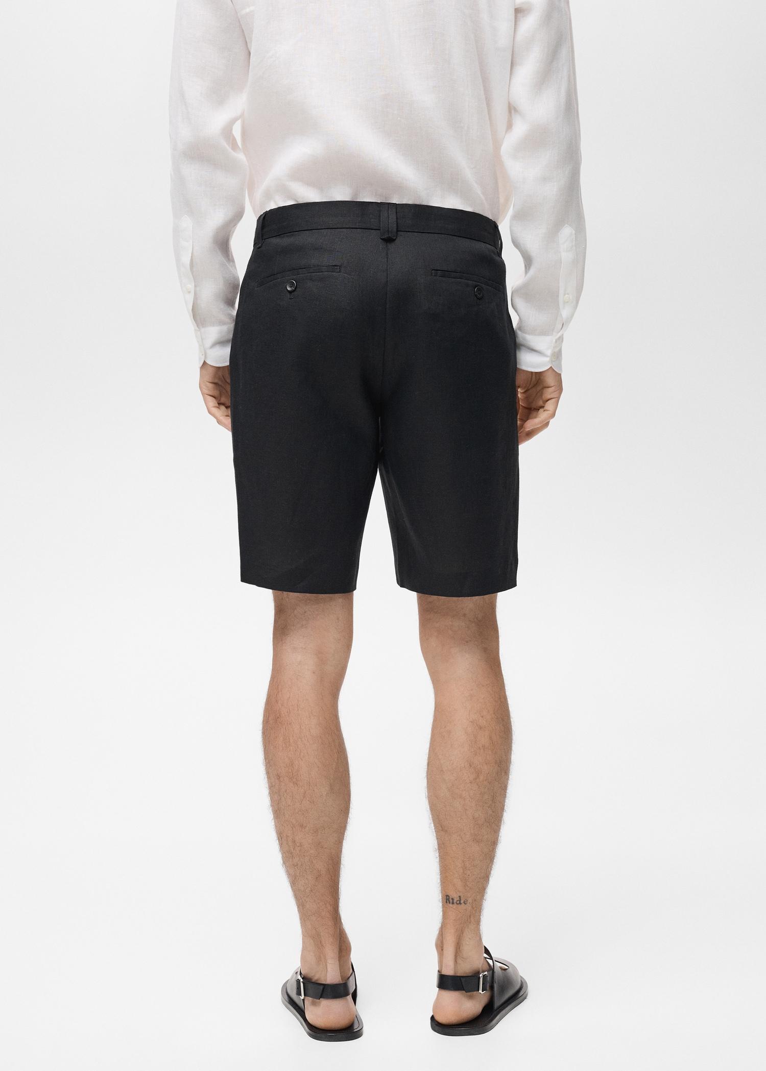 Slim-fit 100% linen bermuda shorts - Men | MANGO USA Product Image