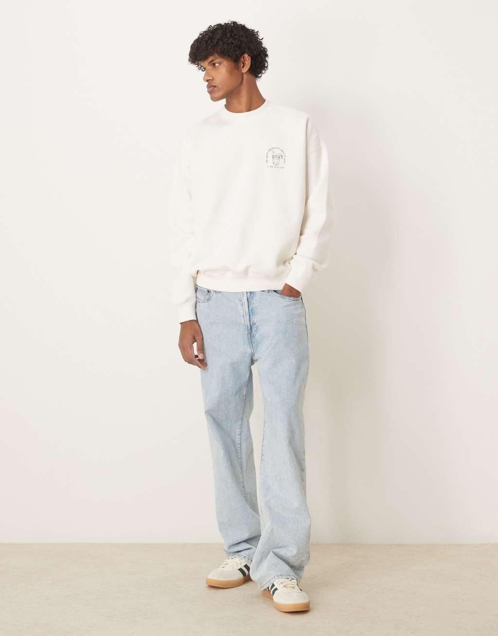 Abercrombie & Fitch motif back sweatshirt in white Product Image