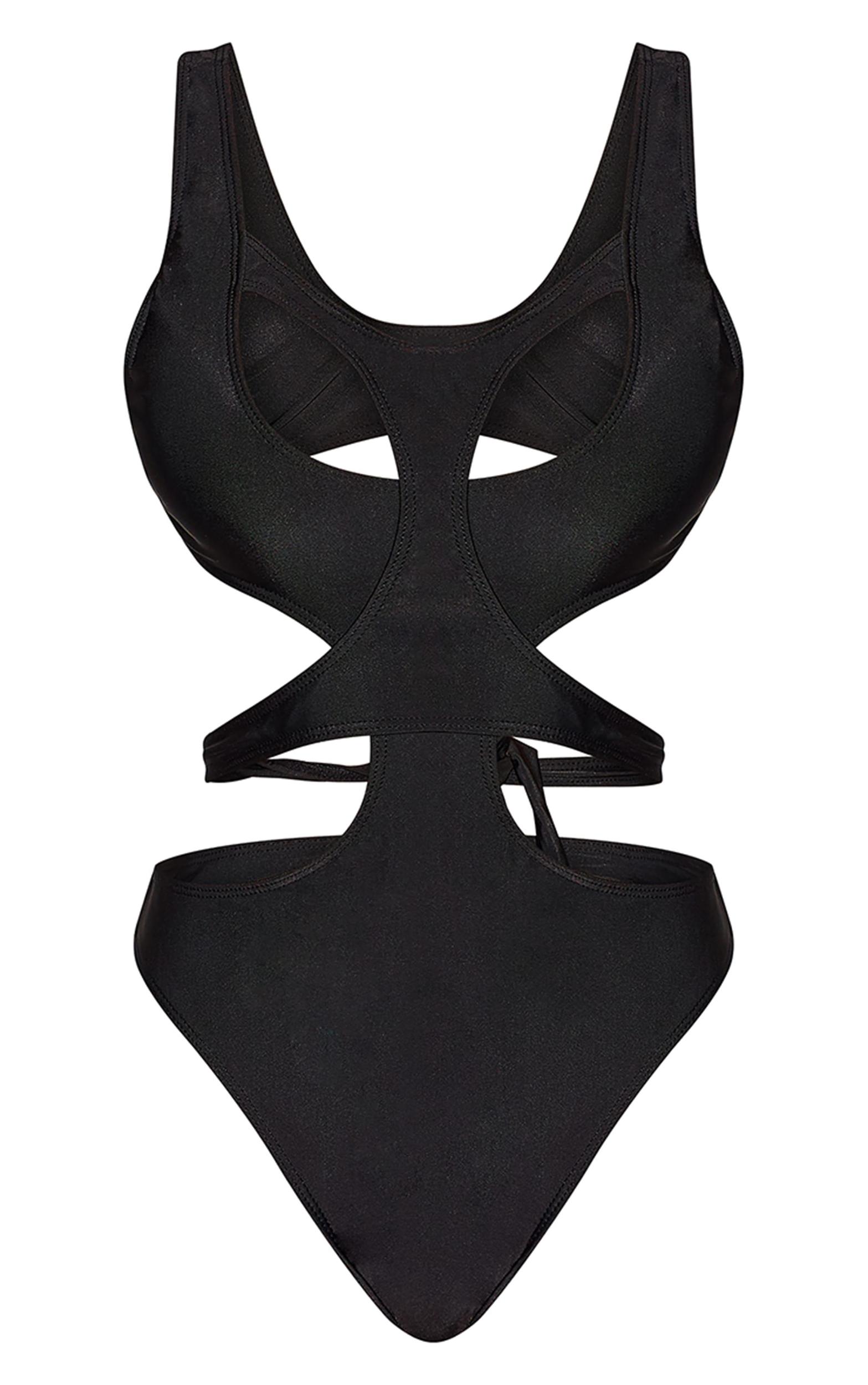 Black Double Layered Cut Out Swimsuit Product Image